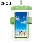 2 PCS Armband Style Transparent Waterproof Cell Phone Case Swimming Cell Phone Bag(Green)