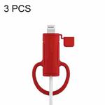 3 PCS Soft Washable Data Cable Silicone Case For Apple, Spec: 8 Pin (Red)