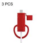 3 PCS Soft Washable Data Cable Silicone Case For Apple, Spec: Type-C (Red)