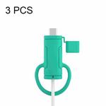 3 PCS Soft Washable Data Cable Silicone Case For Apple, Spec: Type-C (Mint Green)