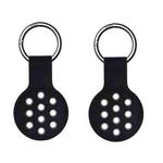 2 PCS  Contrast Color Perforated Silicone Case for AirTag Tracker(Black Gray 02)