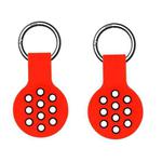 2 PCS  Contrast Color Perforated Silicone Case for AirTag Tracker(Red Black 04)