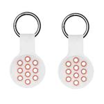 2 PCS  Contrast Color Perforated Silicone Case for AirTag Tracker(White Pink 06)