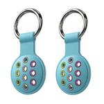 2 PCS  Contrast Color Perforated Silicone Case for AirTag Tracker(Blue Colorful 09)