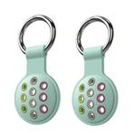 2 PCS  Contrast Color Perforated Silicone Case for AirTag Tracker(Lake Green Colorful 10)