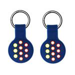 2 PCS  Contrast Color Perforated Silicone Case for AirTag Tracker(Dark Blue Colorful 13)