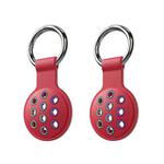 2 PCS  Contrast Color Perforated Silicone Case for AirTag Tracker(Red Colorful 16)