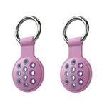 2 PCS  Contrast Color Perforated Silicone Case for AirTag Tracker(Purple Colorful 18)