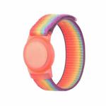 220mm  For AirTag Tracker Child Adult Nylon Strap Wristband Protective Case (Rainbow)