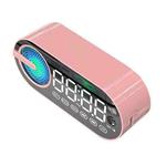 RBT-G30 Mirror Colorful Light Subwoofer Bluetooth Alarm Clock Audio, Spec: Voice Version (Pink)