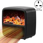 YJQ-N6 3D Anti-real Flame Heater Desktop Energy-saving Electric Heater, Spec: UK Plug(Black)