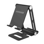 Double Folding Aluminum Tablet Phone Stand Desktop Holder(Black)