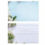 3D Double-Sided Matte Photography Background Paper(White Flower Blue White Wood Grain)