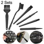 2 Sets Anti-static Brush Portable Handle Clean Keyboard Brush Kit(Black)