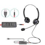 VT200D Double Ears Telephone Headset Operator Headset With Mic,Spec: 3.5mm Single Plug To USB