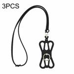 3 PCS Universal Phone Lanyard Strap Silicone Phone Ring Holder(Black)