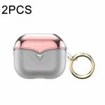 For AirPods 1/2 2pcs One-piece Plating TPU Soft Shell Protective Case(Transparent +Pink)