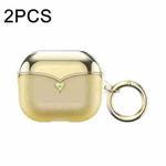 For AirPods 1/2 2pcs One-piece Plating TPU Soft Shell Protective Case(Transparent Gold+Gold)