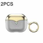 For AirPods 3 2pcs One-piece Plating TPU Soft Shell Protective Case(Transparent +Gold)