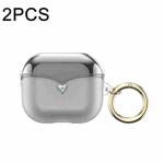 For AirPods 3 2pcs One-piece Plating TPU Soft Shell Protective Case(Transparent+Black)