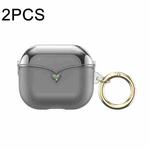For AirPods Pro 2 2pcs One-piece Plating TPU Soft Shell Protective Case(Transparent Black +Black)
