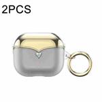 For AirPods Pro 2 2pcs One-piece Plating TPU Soft Shell Protective Case(Transparent +Gold)