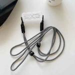 Heart Phone Lanyard Back Clip Girls Crossbody Phone Strap clip(Black White Rope+Transparent Clip)