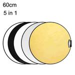 Selens  5 In 1 (Gold / Silver  / White / Black / Soft Light) Folding Reflector Board, Size: 60cm Round