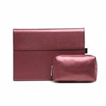 For Microsoft Surface Pro 8 Tablet Protective Case Holder(Microfiber Lambskin Texture Red Case + Power Supply Bag)