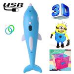 Children 3D Printing Pen Low Temperature Intelligent Screen Display Voice Drawing Pen, Style:, Color: 3 Colors (Blue)