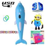 Children 3D Printing Pen Low Temperature Intelligent Screen Display Voice Drawing Pen, Style:, Color: 33 Colors (Blue)