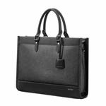 Bopai 11-98811 Leather Business Large-capacity Laptop Handbag Messenger Briefcase(Black)