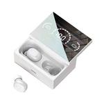 Slide Cover Wireless Bluetooth 5.2 Mirror In-Ear Digital Display Binaural Talking TWS Earphone(White Moon)