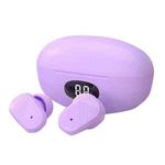 T2 LED Digital Display Magnetic Suction Mini Noise Reduction Wireless Bluetooth TWS Earphone(Orange Flower Purple)