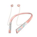 E68 Bluetooth V5.2 Earphones Magnetic Sport Neckband Wireless Headphones With Mic(Girly Pink)