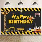 1.5m x 1m  Construction Vehicle Series Happy Birthday Photography Background Cloth(Mdn08682)