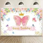 1.5m x 1m Butterfly Pattern Photography Backdrop Birthday Party Decoration Background Cloth(MDT08842)