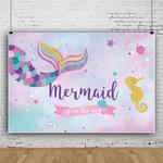 120 x 80cm Mermaid Happy Birthday Photography Background Cloth(12009768)