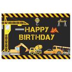 1.2m x 0.8m Construction Vehicle Series Happy Birthday Photography Background Cloth(12007646)