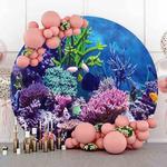 1m x 1m Underwater Mermaid Birthday Party Photography Washed With Elastic Circular Background Cloth(MDM08118)