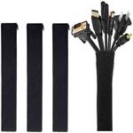 4pcs Zipper Ties Cord Management Organizer Kit Cable Sleeve With Zipper Cable Clip