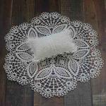 Hollow Lace Round Blanket + Pillow Suit Baby Photography Props(White)