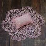 Hollow Lace Round Blanket + Pillow Suit Baby Photography Props(Pink)