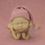 Newborn Photography Clothing Baby Photography Fur Ball Knitted Long Tail Hat(Taro Color)