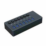 HS081 USB3.0 HUB 7 Ports Computers Separator Independent Switch Button Read Hard Disk(Black)