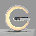 N69 G-shaped Smart RGB Ambient Light Clock Bluetooth Speaker with Wireless Charger(White)