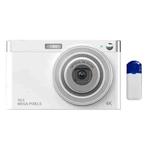 C13 2.88 inch 4K 8X Optical Zoom Telescopic Lens HD Digital Camera, Spec: White+Card Reader+Wiper