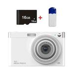 C13 2.88 inch 4K 8X Optical Zoom Telescopic Lens HD Digital Camera, Spec: White+Card Reader+16G