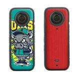Sunnylife IST-TZ485 For DJI Insta360 X3 Panoramic Camera PVC Protection Scraper Film Stickers(Bulls+Brushed Red)