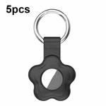 For AirTag 5pcs AT03 Tracker Case Positioning Anti-loss Device Storage Keychain Cover(Black)